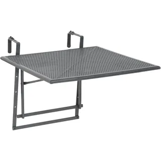 Greemotion Klappbarer Balkontisch Modell „Toulouse“, Tisch zum Aufhängen am Balkongeländer, höhenverstellbar, ca. 70 x 47-79 x 88 cm, eisengrau, Schwarz