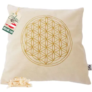 myZirbe Kissen Blume des Lebens 40x40 cm gefüllt mit Zirbenspänen