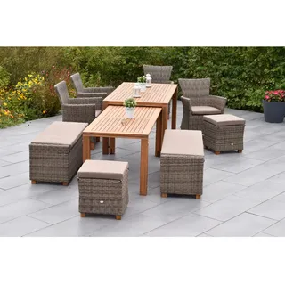 Merxx Toskana Garten-Essgruppe 11-tlg. Ausziehtisch 180 x 90 cm beige
