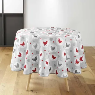 Douceur d'Intérieur Suzette Tischdecke, rund (Durchmesser 180 cm), Grau, bedrucktes Polyester