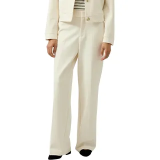 Stoffhose S.OLIVER, Damen, Gr. 44, N-Gr, beige, Web, Obermaterial: 74% Polyester, 22% Viskose, 4% Elasthan. Futter: 100% Polyester, unifarben, lang, Hosen Stoffhose, mit Bundfalte