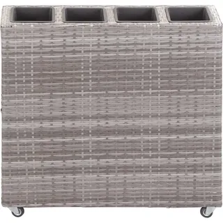 vidaXL Garten-Hochbeet mit 4 Töpfen 80x22x79 cm Poly Rattan Grau - Grau