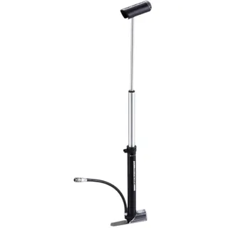 BBB Traveller Telescopic Mini Fahrradpumpe mit drehbarer Fußstütze und integriertem Manometer, schwarz