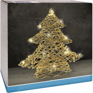 Weihnachtsbaum mit 20 LED-Lichtern, golden und mit Perlen verziert - Gold