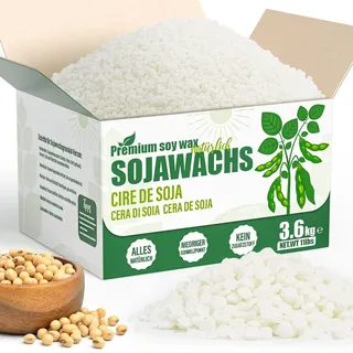 VEGISHINE Sojawachs für Kerzen, Natürliches Sojawachs für Kerzenherstellung 4kg 3.6kg, Kerzenwachs zum Gießen, Kerzenwachsgranulat für die Kerzenherstellung, Premium Sojawachs 1kg 2kg 5kg 10kg