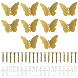 Hmkesoteric 10 Stk. Garderobenhaken, Haken für akustikpaneele, Kreative Schmetterlings Haken Garderobe, Mantelhaken für Jacken Mäntel Schals Handtuch Schlafzimmer Badezimmer Dekoration, Gold