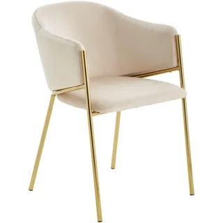 Livetastic Armlehnstuhl , Taupe, Goldfarben , Holz, Metall, Textil , Pappel , Sperrholz , Rundrohr , 53x77x60 cm , inklusive Armlehnen , Esszimmer, Stühle, Polsterstühle