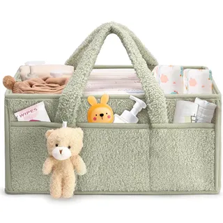 CHANXIUZAI Baby Wickeltasche Organizer,Baby-Windel-Caddy Organizer für Wickeltisch,Multifunktional Tragbar Wickel Organizer für Feuchttücher und Babysachen (Grün)