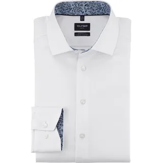 OLYMP Businesshemd »24/7 - Luxor modern fit - Climate Control« mit kontrastivem Print-Innenbesatz am Kragen und Manschetten, weiß