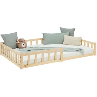 Homestyle4u Kinderbett Natur 120 x 200 cm Kiefer massiv natur