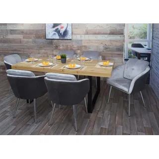 6er-Set Esszimmerstuhl HWC-G48, Küchenstuhl Polsterstuhl Lehnstuhl, Kunstleder Samt mit Armlehne MVG