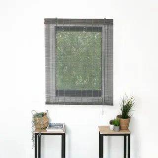 Madestore Rollo Roll'Up Bambus, 123 x 180 cm, Befestigung mit Bohren, Grau