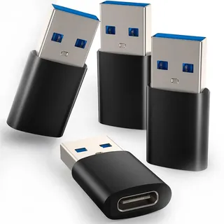 4 Stück USB C Adapter, USB C Buchse auf USB 3.0 Stecker Adapter, USB Type C Adapter Kompatibel mit iPhone 15/14/13, iPad, Samsung Galaxy S22 S21, MacBook