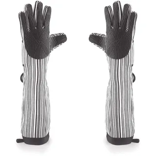 Lacor - 60068 - XL Ofenhandschuhe, Ofenhandschuhe Küche, maximale Sicherheit, hohe Hitzebeständigkeit, Baumwolle mit doppelter Polsterung, Silikon und Polyester, waschmaschinen- und trocknergeeignet, 48 cm, schwarz