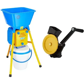 Elektrische Getreidemühle für verschiedene Getreidearten, auswechselbare Siebe, Fassungsvermögen 18 Liter, verarbeitet 130-260 kg Getreide pro Stunde & GRISU' 2168F Entkörnungsgerät Handbetrieb