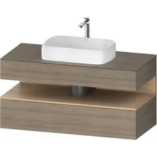 Duravit Qatego Konsolenwaschtischunterbau, 1 Auszug, 1 Schubkasten, Ausschnitt mittig, 1200x550x600mm, Nische Eiche Natur, QA4732030, Farbe: Eiche Terra