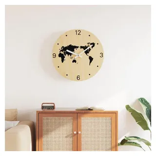vidaXL Wanduhr Gelb und Schwarz Ø30 cm Holzwerkstoff