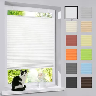 bobodeco Plissee ohne Bohren Klemmfix Faltrollo Jalousie Weiß 60x130cm (BxH), Plisseerollo Sichtschutz und Sonnenschutz Blickdicht Easyfix lichtdurchlässig Rollo für Fenster & Tür