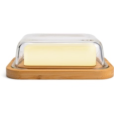 Greenable ® Butterdose - Nachhaltiger Behälter aus Bambus mit Deckel aus Glas - 100% BPA-Frei - Butter Dish - Für 250g Butter - Umweltfreundliche transparente Dose mit Bambusdeckel
