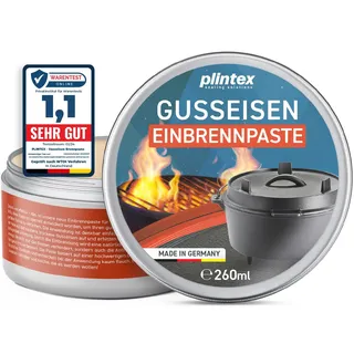 PLINTEX® Einbrennpaste 260ml mit Traubenkern-Öl für Dutch-Oven, Grillrost, Gusseisen Pflege, Zubehör - Grill Einbrenn-Paste, Pflegepaste für Patina gegen Anhaften & Rost