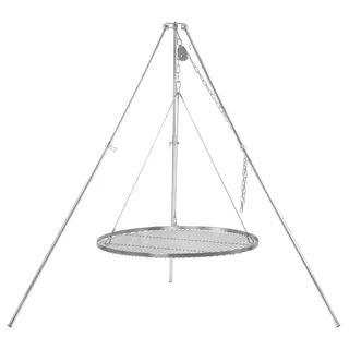 BBQ-Toro Dreibein Schwenkgrill mit Ø 80 cm Grillrost, Edelstahl, Höhenverstellbar 119-184 cm - Silber