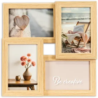 Queence Bilderrahmen Collage 3D Holz braun 10x15 cm 4 St.