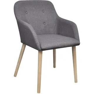 vidaXL Esszimmerstühle 4 Stk. Hellgrau Stoff und Massivholz Eiche - Grau