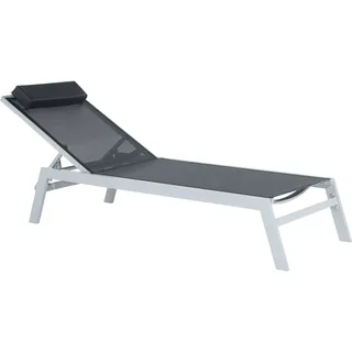 BELIANI Gartenliege Schwarz Aluminium mit Mesh Stoffbespannung Kissen Verstellbares Kopfteil Modern Terrasse Relaxliege Sonnenliege Liegestuhl - Schwarz, Silber