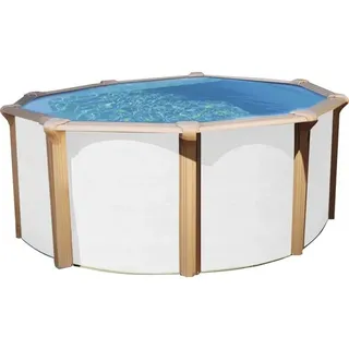 Aufstellpool Stahlwandpool-Set Supreme white-timber rund Ø 550x132 cm inkl. Sand