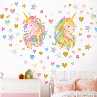 SHUCHING Wandtattoo Einhorn | Selbstklebend Wandsticker für Kinderzimmer mädchen Spielzimmer Babyzimmer