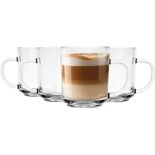 Glasmark Krosno Latte Macchiato Gläser Cappuccino 4er Set Teegläser-Set Mit Henkel Dessertgläser Wassergläser Kaffeegläser Glühweingläser Eiskaffee-Gläser Glühweintassen Groggläser 4x 220 ml