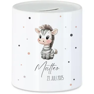 Spardose Kinder mit Namen Personalisiert, Tiermotiv Elefant Geschenk für Mädchen & Junge Geburtstag, Weihnachten, Geburt und Taufe - Sparschwein Geldgeschenk und Wunscherfüller