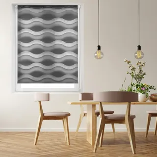 Blindecor - Luna doppelrollo klemmfix ohne bohren - duo rollo klemmfix Anthrazit - 130 x 150 cm (Breite x Länge) Stoffgröße 127 x 145 cm, Polyester