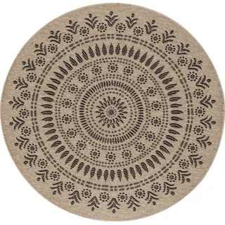 livabliss ILA Outdoor-Teppich Ø 100 cm Beige/Schwarz