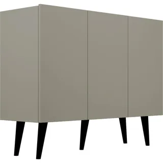 WFL Group Sideboard Ivy 120/95/40 in Grau , Holz , Echtholz , 3 Fächer , 120x95.5x39.9 cm , Kleinmöbel, Kommoden, Sideboards