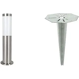 EGLO LED Außen-Wegelampe Helsinki 1, Außenleuchte mit Erdspieß, Wegeleuchte aus Edelstahl und Kunststoff in silber, weiß, E27 Fassung, IP44