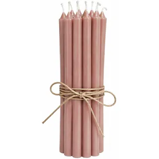 12er Pack dünne Stabkerzen H:20 cm Ø:1,3 cm div. Farben Brenndauer 2,5 Stunden;Altrosa