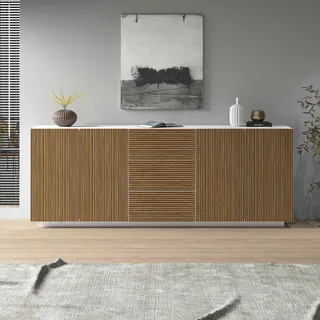 INOSIGN »Vega Sideboard,Kommode,220 cm«, mit 4 Türen und 3 Schubladen,Fronten mit Rillen-Optik