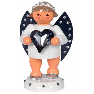 KWO Kunstgewerbe-Werkstätten Olbernhau GmbH KWO Erzgebirge Engel Friedensbote mit anthrazitem Swarovski-Herz