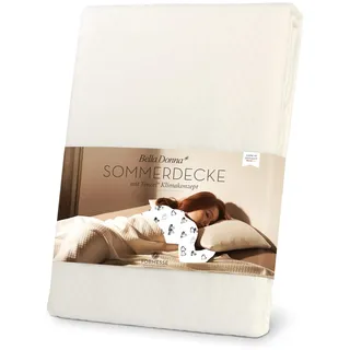 Bella Donna Sommerdecke: edel, luftig, anschmiegsam; kein Beziehen&Bügeln | FORMESSE Wollweiss; 150x220cm, 45% TENCEL™ Lyocell, 36% BW-Zwirn, 19% PES rec., Aloe vera&Arganöl; wertig & pflegeleicht
