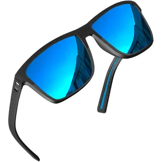 grinderPUNCH polarisierte quadratische Sonnenbrille für Herren schwarze Designer-Sonnenbrille polarisiert trendige Sonnenbrille für Männer UV400-1er-Pack Blau