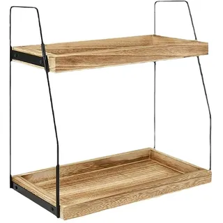 Mujiluxe Kaffee Organizer Station, Küche Aufbewahrung,Holzregal für Arbeitsplatte, 2 Etage Gewürzregal Stehend,Kaffeebar Zubehör,Küchen Regal Organizer, für Küche, Zuhause, Büro(Braun)