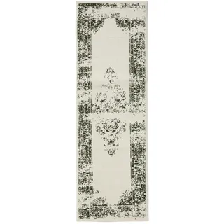 benuta Vintage-Läufer Sia 80/240 cm , Creme, Grün , Kunststoff , Vintage , Rechteckig , 80x240 cm , Oeko-Tex® Standard 100 , für Fußbodenheizung geeignet, in verschiedenen Größen erhältlich, pflegeleicht , Teppiche und Böden, Teppiche, Teppichläufer, Läufer