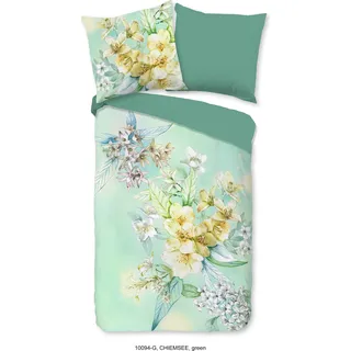 Duvet cover Good Morning 135x200 + 1* 80x80 cm - drawn flowers - Grün