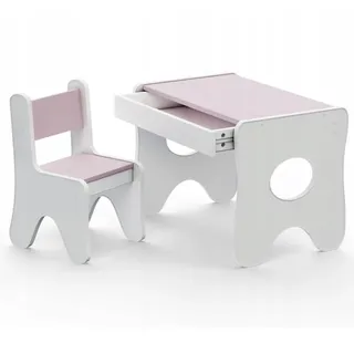 rosa Kindertisch mit Schublade und Schreibtisch, Tisch zum Malen und Spielen, Kindermöbel zum Malen - Rosa