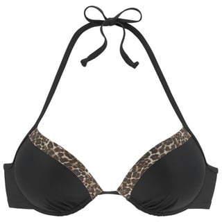 LASCANA Push-Up-Bikini-Top Damen schwarz-leo Gr.34 Cup C