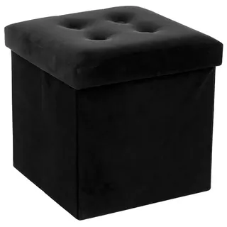 Atmosphera Faltbarer Pouf Aus Samt - Black - One Size