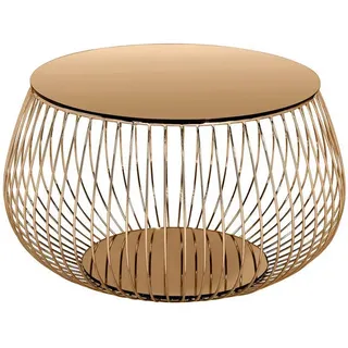 SalesFever Couchtisch rund Roségold Metall Glas 72 x 42 cm