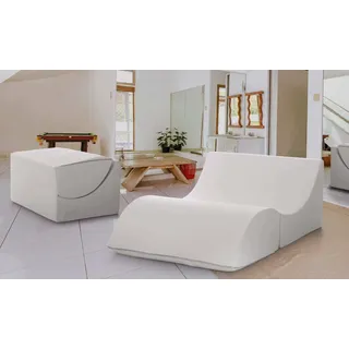 Talamo Italia - Annabella Klappbett, Hocker, der in ein Doppelbett umgewandelt werden kann, Chaiselongue aus Öko-Leder, 100 % Made in Italy, 100 x 200 x 70 cm, Weiß
