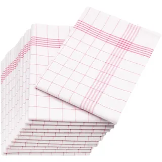 Zollner Geschirrtücher, 12er-Set, 60x80 cm, 55% Baumwolle, 45% Leinen, Rot , Textil , 60x80 cm , Oeko-Tex® Standard 100 , Heimtextilien, Geschirrtücher & Schürzen, Geschirrtücher
